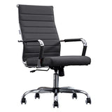 BOWTHY Home Office Chair Ribbed, Modern Leather Conference Room Chairs, Ergonomic Office Desk Chair, High Back Executive Computer Chair, Adjustable Swivel Chair with Arms (Black) BOWTHY