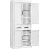 Topeakmart 72.5" Kitchen Pantry with Large Drawer, Wooden Pantry Cabinet Cupboard with Doors and Adjustable Shelves, Storage Cabinet Organizer for Kitchen, Dining Room, Living Room, White Topeakmart