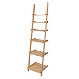 Bloddream Ellwood 6-Tier Natural Pine Wood Leaning Shelf - Stylish Storage & Display Solution Bloddream