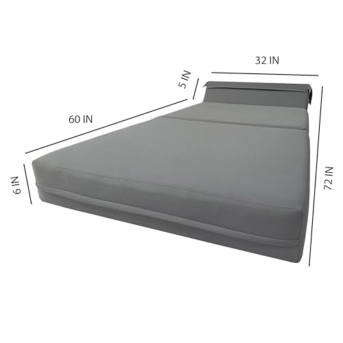 D&D Futon Furniture Gray Sleeper Chair Folding Beds, Convertible Studio Sofa Bed, High Density Foam (70 x 32 x 6 in Thick) D&D Futon Furniture