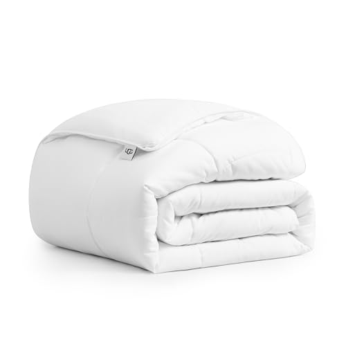 UGG Danielle Full/Queen Comforter Duvet Insert Cooling Lightweight Down Alternative Hypoallergenic Washable Quilted Fluffy Comforter Blanket with Corner Tabs for Duvet Cover, Full/Queen, Bright White UGG