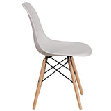 Flash Furniture Elon Series Plastic Modern Dining Chairs with Wooden Legs, Mid-Century Side Chairs for Dining Rooms and Offices, Set of 2, White Flash Furniture