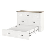 Ball & Cast Murphy Bed Queen Size,Hideaway Wall Cabinet Bed with Charging Station and 1 Large Storage Drawer,Multi-Functional Foldable Platform Beds Frame,can be Folded,for Apartment,Bedroom,White Ball & Cast
