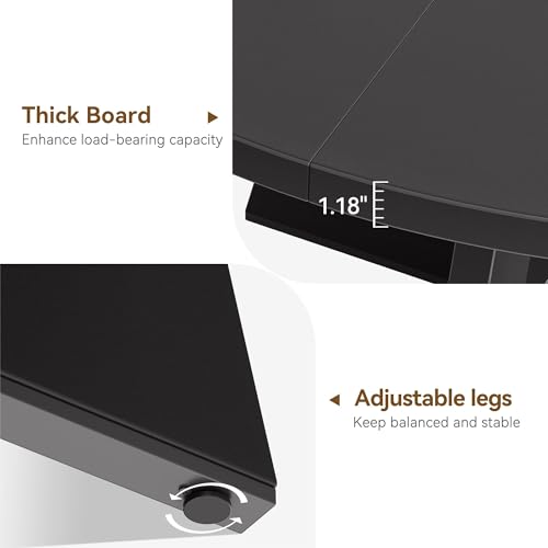 GAOMON 47 Inch Round Farmhouse Dining Table for 4-6 People, Large Kitchen Table with Adjustable Feet, for Dining Living Room, Black GAOMON