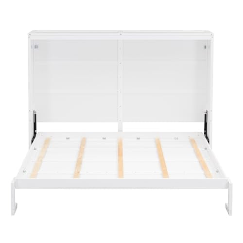 Harper & Bright Designs Queen Size Murphy Bed, Wall Bed, No Box Spring Needed, White Harper & Bright Designs
