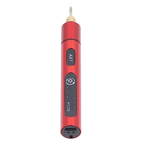 Electric Engraving Pen with 4 Bits,3 Gear 5V 10W Cordless Etching Engraving Machine, USB Rechargeable Mini Micro Professional Rotary Tool for Jewelry Wood Metal Glass Stone Grinding Carving(Red) PerGar