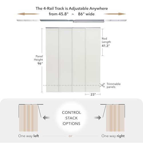 GoDear Design Adjustable Sliding Panel Track Blinds, Fits Windows, Patio Doors, Sliding Glass Doors, Room Dividers, Adjustable Track Width 45.8"- 86", Trimmable Panel Height Up to 96", Cirrus GoDear Design