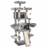 SHA CERLIN 68 Inches Multi-Level Large Cat Tree for Large Kitties/Big Cat Tower with Condo/Cozy Plush ‌Pussycat Perches/Sisal Scratching Posts and Hammocks/Activity Center/Grey SHA CERLIN