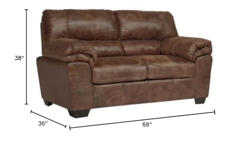 Signature Design by Ashley Bladen Faux Leather Loveseat, Brown