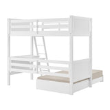Alaterre Arlington Study Loft Bed with Pull-Out Seating and Storage, Twin Size, Solid Pine Wood and Sturdy MDF, Built-in Desk, Fold-Out Futon for Sleepovers, Guardrails Included, White Alaterre Furniture