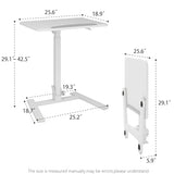 PUNCIA Adjustable Height Small Standing Desk Foldable Laptop Table with Stoppers - 90° Tiltable Rolling Computer Cart Portable Workstation Mobile Desk for Home Office Small Space Bedroom Dorm Study PUNCIA
