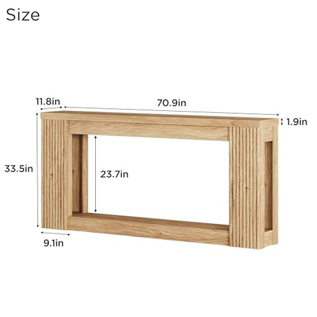 Maupvit Fluted Wooden Console Table with 2 Storage, 71 Inches Rectangular Entryway Table Behind The Couch, Farmhouse Boho Sofa Table for Entrance, Hallway, Living Room (Natural) Maupvit
