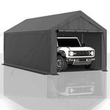 10x20 FT Heavy Duty Carport Car Tent Car Canopy Storage Shed,Portable Garage Party Tent,Portable Garage with Removable Sidewalls & Doors All-Season Tarp for Car,Truck,SUV,Party (Grey) GREZJXC