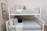 Beddy's Bow & Ribbon Themed Durable Zipper Bedding for Kids, Bed in a Bag, Baby Blue Comforter & White Pinstripe Sheets, Includes Pillowcase & Pillow Sham, Easy to Make & Wash Beddy's