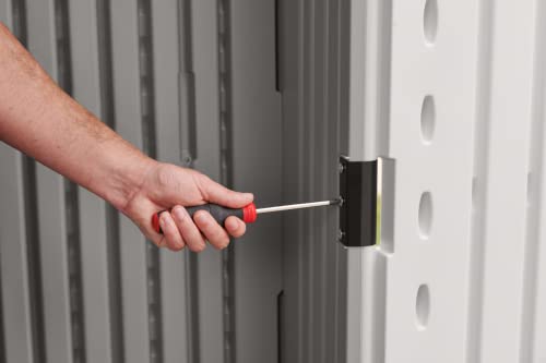 Rubbermaid Resin Outdoor Storage Shed With Floor (7 x 7 Ft), Weather Resistant, Gray, Organization for Home/Backyard/Garden Tools/Lawn Mower/Bike Storage/Pool Supplies Rubbermaid