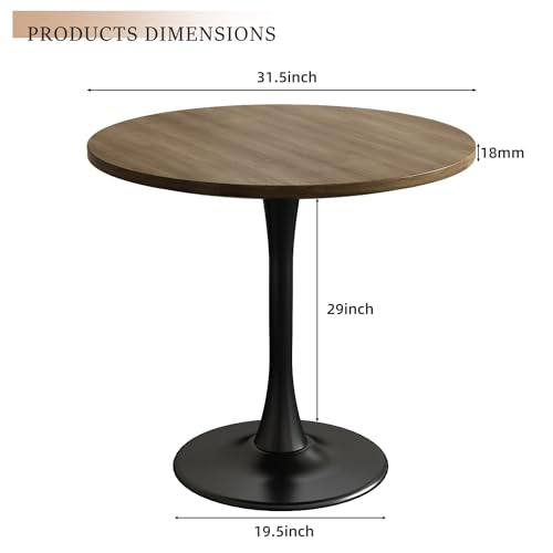Kasinali Wood Round Table Modern Dining Table Tulip Round Kitchen Table Wooden Mid Century Coffee Table for Living Room 31.5 inch Kasinali