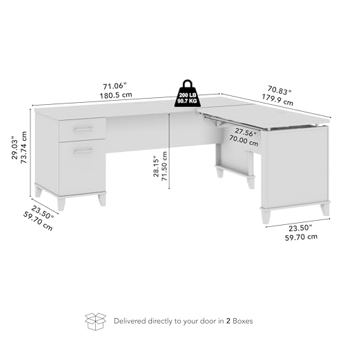 Bush Furniture Somerset 72W 3 Position Sit to Stand Adjustable Standing L Shaped Desk in Maple Cross, Ergonomic Corner Computer Office Table Bush Home