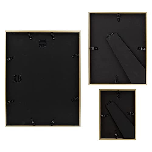 Frametory, Aluminum Picture Frames Set of 7 - Gold Gallery Wall Kit - Displays One 11x14, Two 8x10, and Four 5x7 inch Photos for Home Decoration Frametory