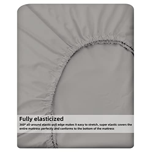 HBHLFZ Full Fitted Sheet Only, Soft Breathable Bottom Sheet - 54"x75" Deep Pockets Full Size Fitted Sheet - All Around Stretch Fit, Wrinkle Resistant, Colorfast - Easy Care, Gray HBHLFZ