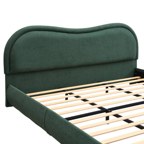 King Size Upholstered Platform Bed Frame with Rounded Corners HouseOfZazla
