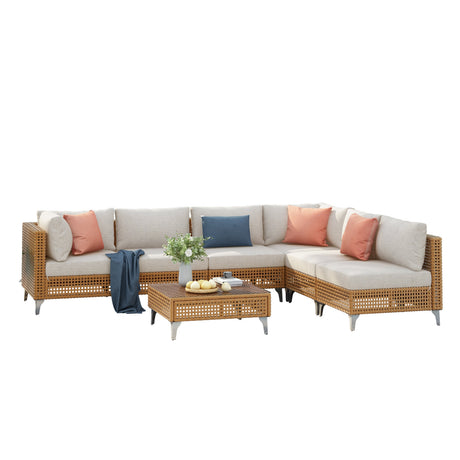 K&K 7-Piece Wicker Patio Furniture Set HouseOfZazla