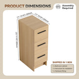 Slim Freestanding Bathroom Storage Cabinet, 3 Drawers - Light Oak