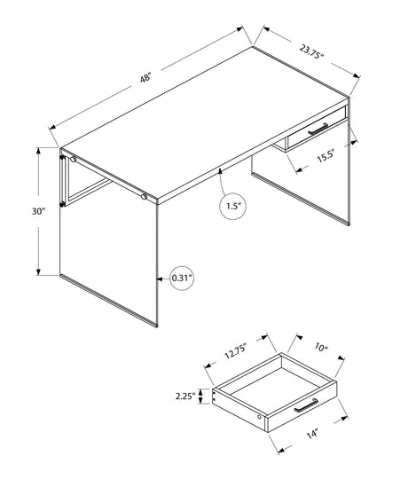 Contemporary Design Computer Desk For Home Office, Storage Drawers HouseOfZazla