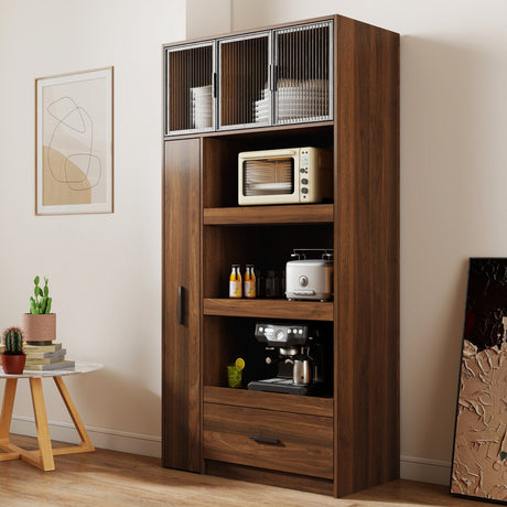 70.87" Tall Kitchen Pantry Cabinet with Multi-Tier Pull-Out Shelf HouseOfZazla