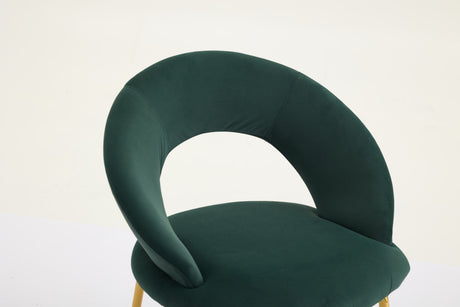 Velvet Fabric Dining Chair with Curved Backrest and Golden Metal Legs HouseOfZazla