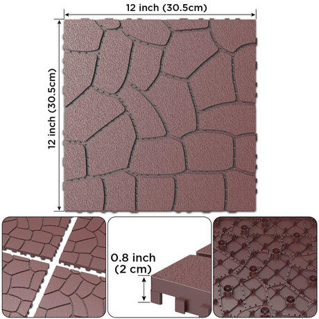 New Stone Texture Patio Deck Tiles, Diy Interlocking Floor Tiles, Easy Installation HouseOfZazla