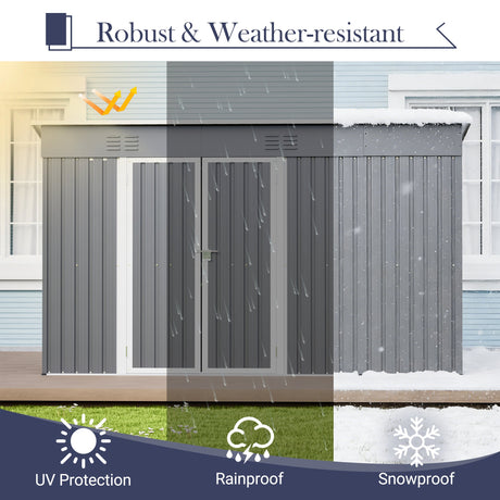 10'x4' Outdoor Metal Storage Shed for Garden Tools Lockable Door With Floor Frame HouseOfZazla