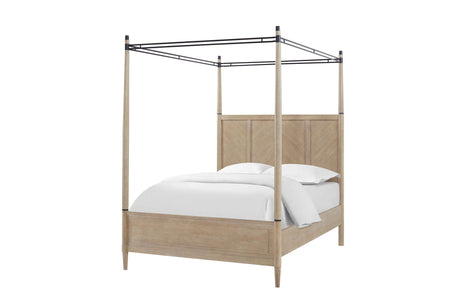 Queen Canopy Bedroom Set With A 2 Drawer Nightstand A Dresser With Poster Mirror And A Door Chest - Sand HouseOfZazla