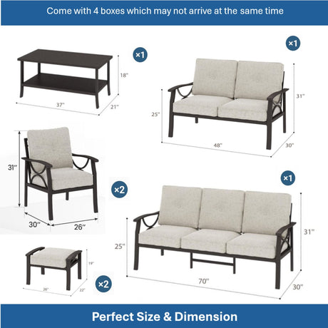 Patio Furniture Set with Coffee Table and Cushions for Backyard HouseOfZazla