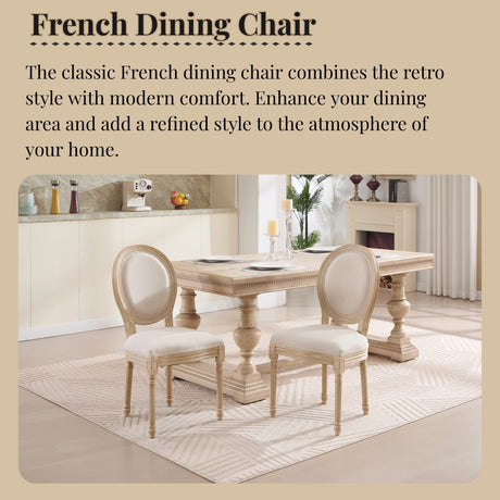French Country Dining Chairs Set of 2 with Upholstered Round Back HouseOfZazla