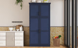 TOPMAX Freestanding Kitchen Pantry Cabinet with 4 Doors and Pull-Out Trays