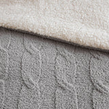 3 Pieces Full/Queen Cable Knit Chenille Comforter Set Gray