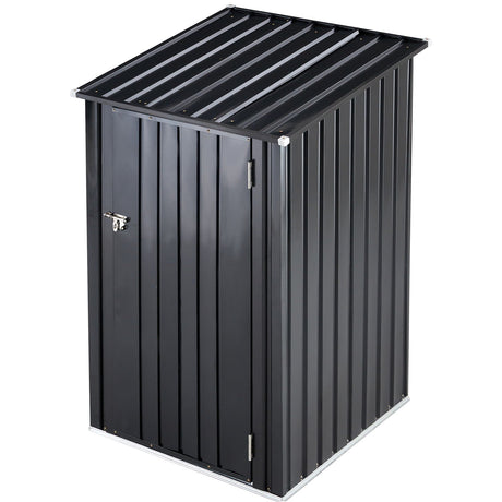 Outdoor Storage Shed, Metal Steel Garden Shed With Single Lockable Door, Small Shed Outdoor Steel Utility Tool Shed For Backyard Patio Garden Lawn - Black HouseOfZazla