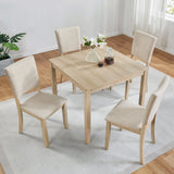 Modern 5-Piece Wooden Dining Table Set for 4 People in Light Oak