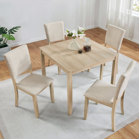 Modern 5-Piece Wooden Dining Table Set for 4 People in Light Oak HouseOfZazla