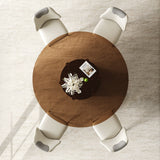 Modern Round Dining Table Set With Glass Top And Steel Legs