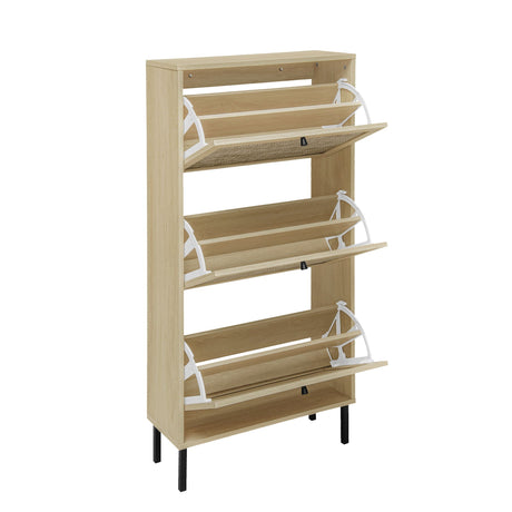 Modern Rattan 3 Door Shoe Rack Cabinet for Entryway HouseOfZazla