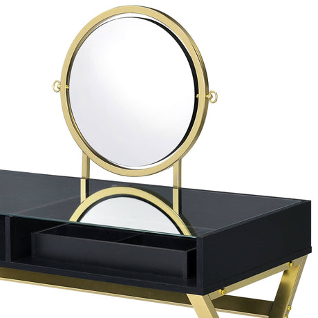 Black & Gold Finish Vanity Desk HouseOfZazla