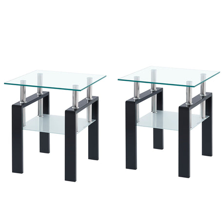 Luxury Modern Tempered Glass Coffee Table with 2 Layers HouseOfZazla