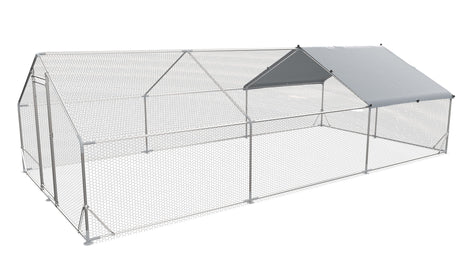 Large Metal Chicken Coop, Walk In Poultry Cage Hen Run House Rabbits Habitat Cage Spire Shaped Coop With Waterproof And Anti Ultraviolet Cover HouseOfZazla
