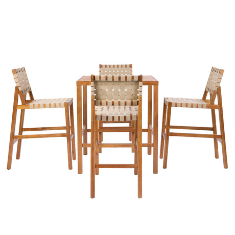 30.5 Inch Seat Height Outdoor Acacia Solid Wood Patio Furniture Set HouseOfZazla