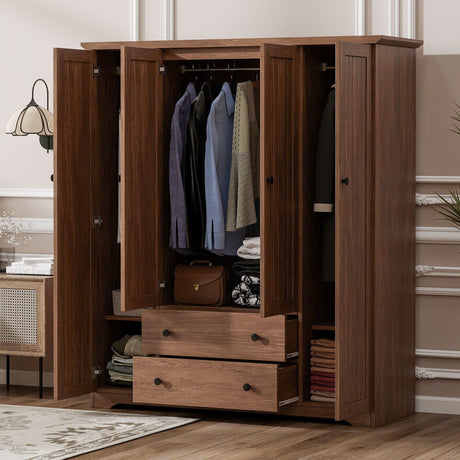 4 Door Wardrobe Armoire With 2 Drawers HouseOfZazla