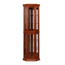 Corner Curio Cabinet With Lights, Adjustable Tempered Glass Shelves, Mirrored Back, Display Cabinet (E26 Light Bulb Not Included) HouseOfZazla