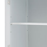 Tall Bathroom Storage Cabinet With Glass Doors, Free-Standing, Two Drawers, And Adjustable Shelves, Board, Painted Perfect For Displaying Your Favorite Items