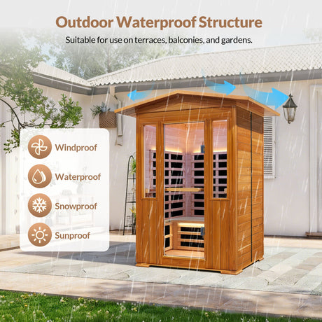 Outdoor Double Red Cedar Far Infrared Sauna Room HouseOfZazla