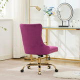 Office Chair Modern Velvet Upholstered Tufted Button (Purple)